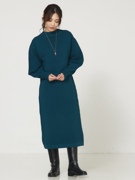 【大人のいちまんワンピ】リップルボーダーニットワンピ