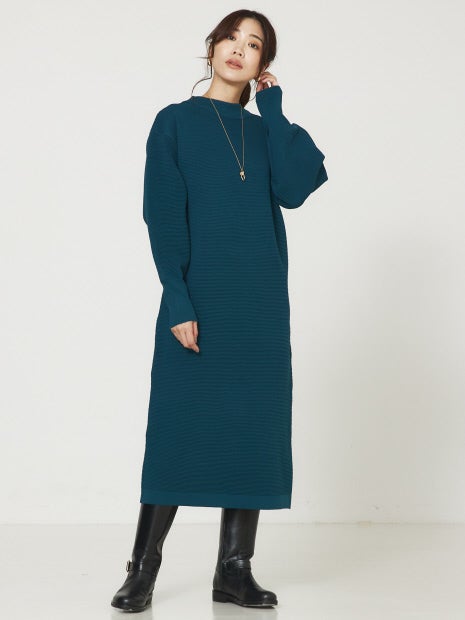 【大人のいちまんワンピ】リップルボーダーニットワンピ