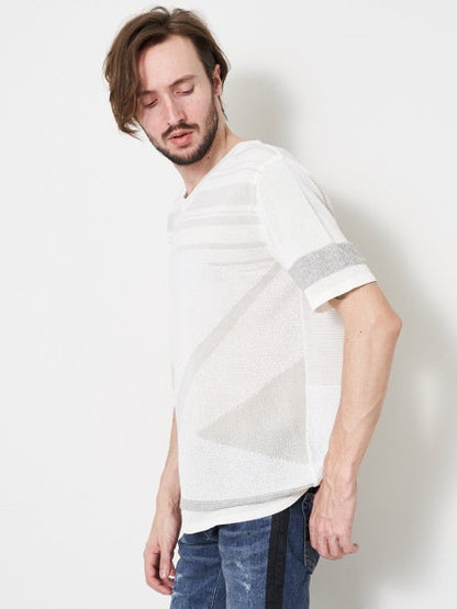 ポリエステルブークレー パッチワークニット