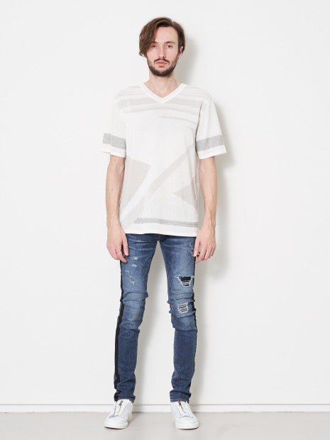 ポリエステルブークレー パッチワークニット