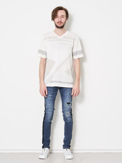 ポリエステルブークレー パッチワークニット