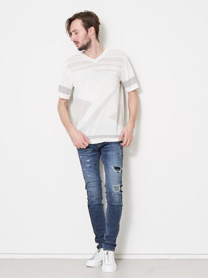 ポリエステルブークレー パッチワークニット