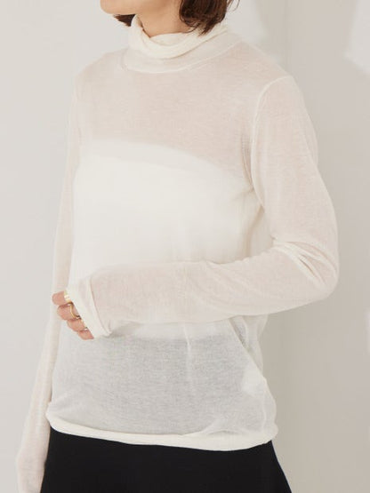 ウール混タートルネックニットプルオーバー