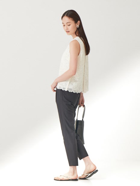 コットンリネン2WAYストレッチタックパンツ