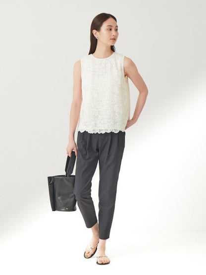 コットンリネン2WAYストレッチタックパンツ