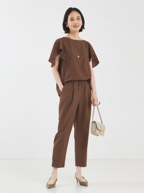 バックサテンジョーゼットパンツ
