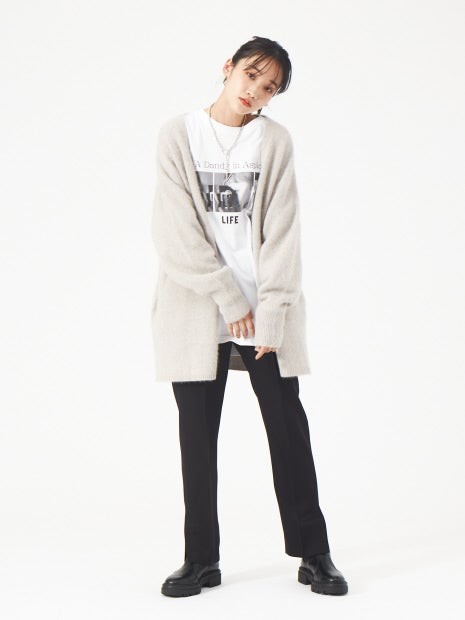パウダリーストレッチスリットパンツ