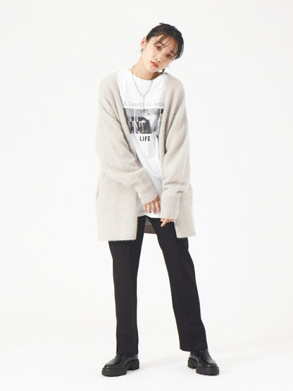 パウダリーストレッチスリットパンツ