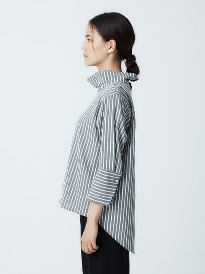 千鳥ストライプボトルネックプルオーバー