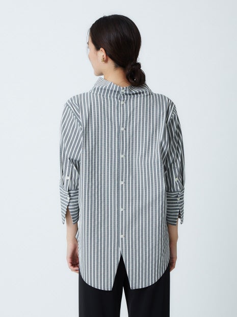 千鳥ストライプボトルネックプルオーバー