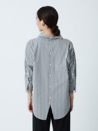 千鳥ストライプボトルネックプルオーバー