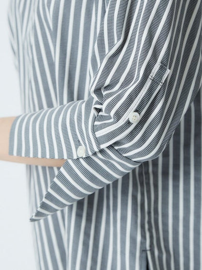 千鳥ストライプボトルネックプルオーバー