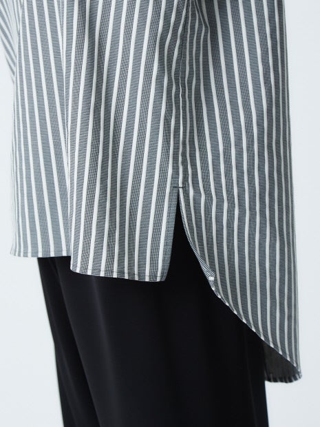 千鳥ストライプボトルネックプルオーバー