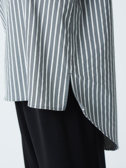 千鳥ストライプボトルネックプルオーバー