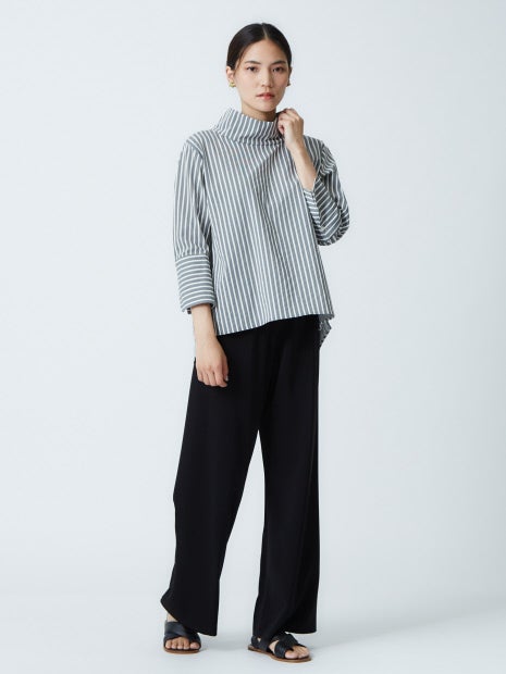 千鳥ストライプボトルネックプルオーバー