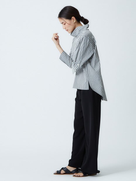 千鳥ストライプボトルネックプルオーバー