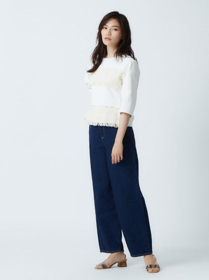 e×qualite STAFF コットンリネンワイドストレートデニム