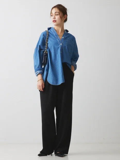 ストレッチツイル  ワイドパンツ