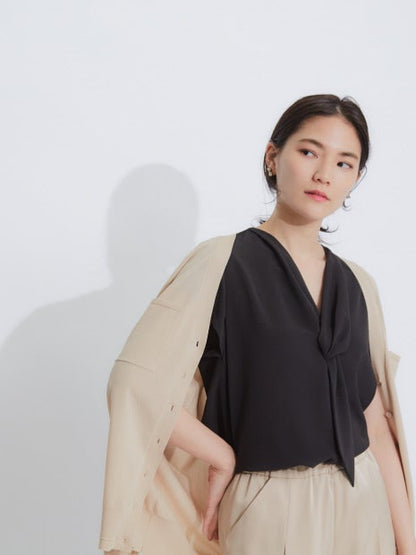 アセテートデシンボウタイブラウス