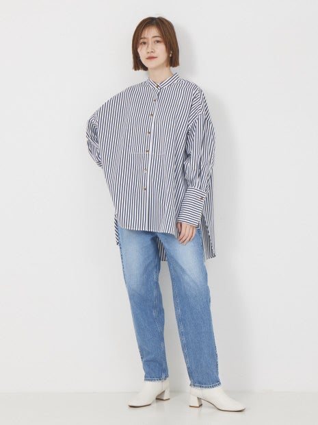 ドロップスリーブストライプシャツ