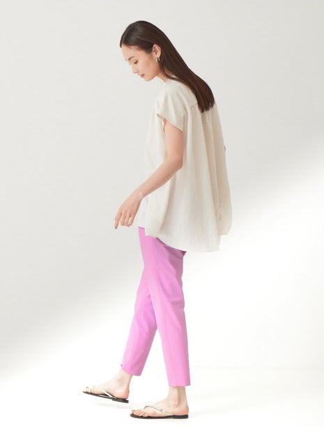 コットンリネン2WAYストレッチタックパンツ