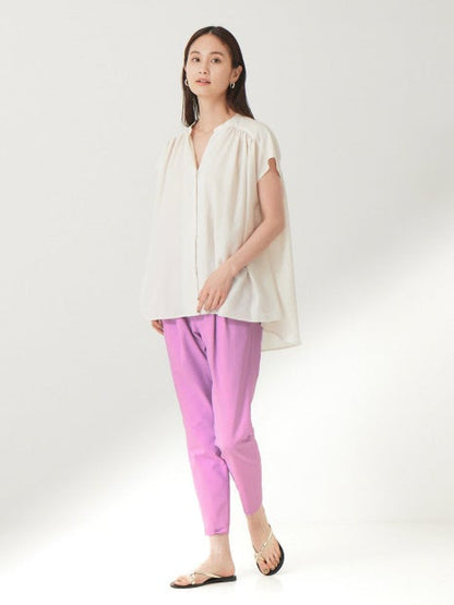 コットンリネン2WAYストレッチタックパンツ