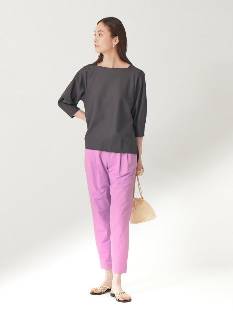 コットンリネン2WAYストレッチタックパンツ