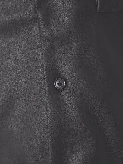 【MYSELF ABAHOUSE】ネオレザー バンドカラー シャツ