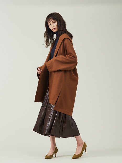 圧縮ウールショールカラーコート