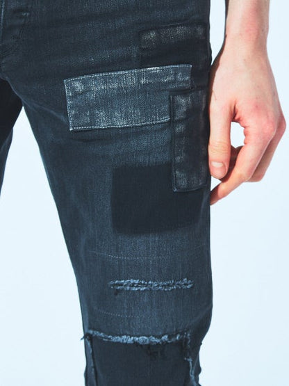 5ポケット スキニー パッチワーク デニム