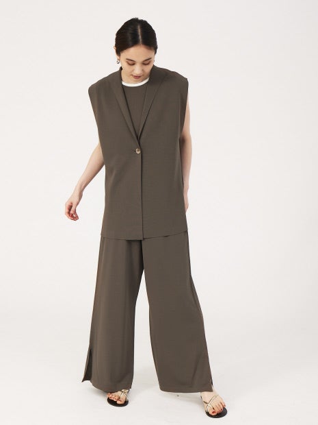 《セットアップ対応》レーヨンストレッチニットジレ