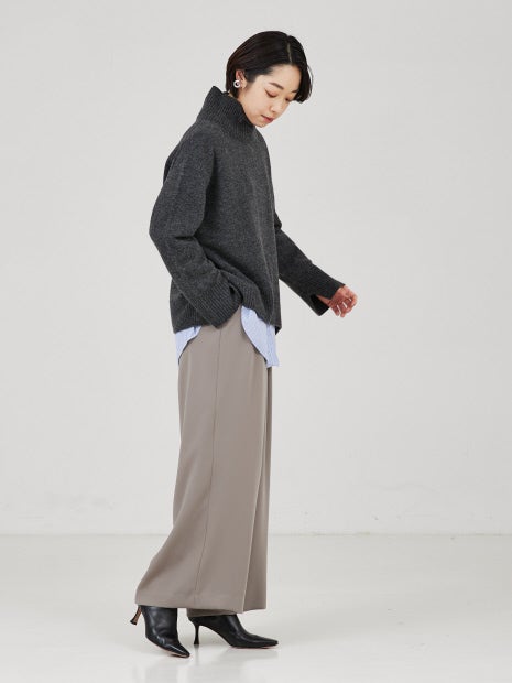 ストレッチサテンワイドパンツ