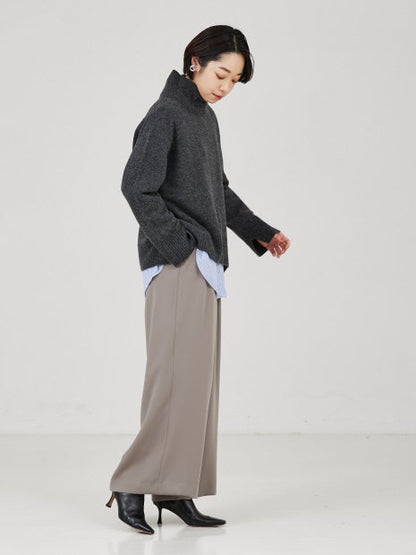 ストレッチサテンワイドパンツ