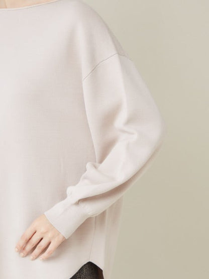 スウェットライクボートネックニット