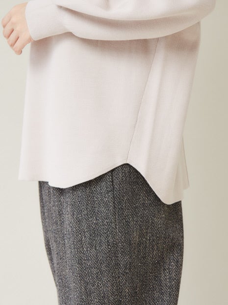 スウェットライクボートネックニット