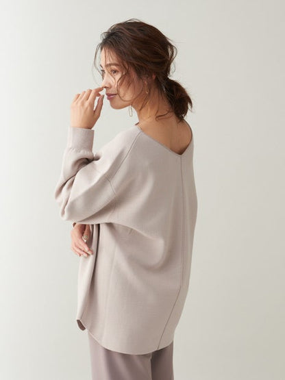 スウェットライクボートネックニット