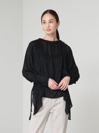 マルチネックジャガードギャザーブラウス