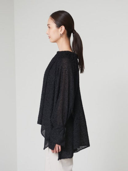 マルチネックジャガードギャザーブラウス