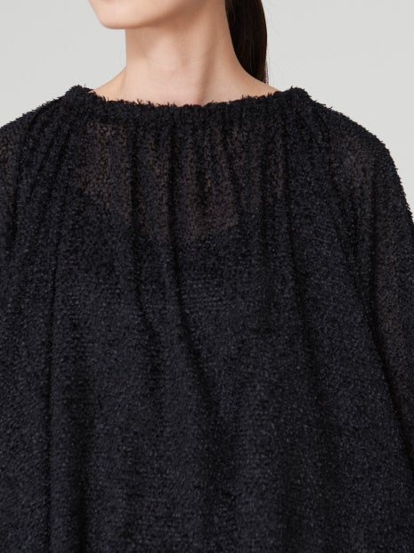 マルチネックジャガードギャザーブラウス