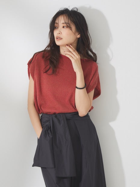 和紙コットンクルーネックサマーニット