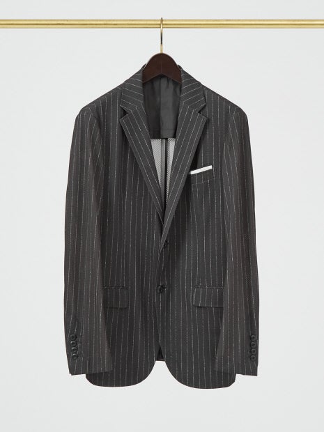 【セットアップ対応】ストライプ メッシュジャケット