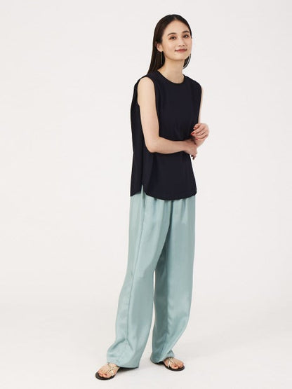 《セットアップ対応》レーヨンストレッチバイカラーニットプルオーバー