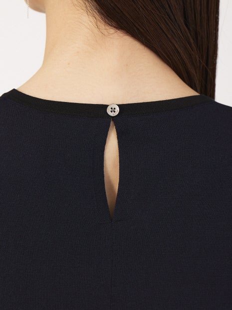 《セットアップ対応》レーヨンストレッチバイカラーニットプルオーバー