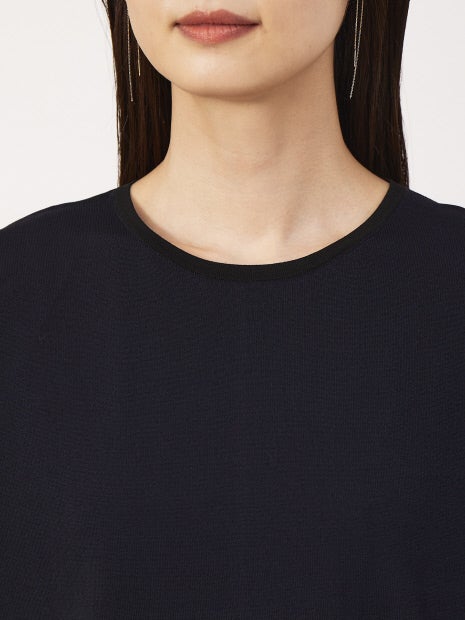 《セットアップ対応》レーヨンストレッチバイカラーニットプルオーバー