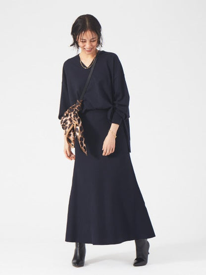 【セットアップ対応】Vネックゆったりニットプルオーバー