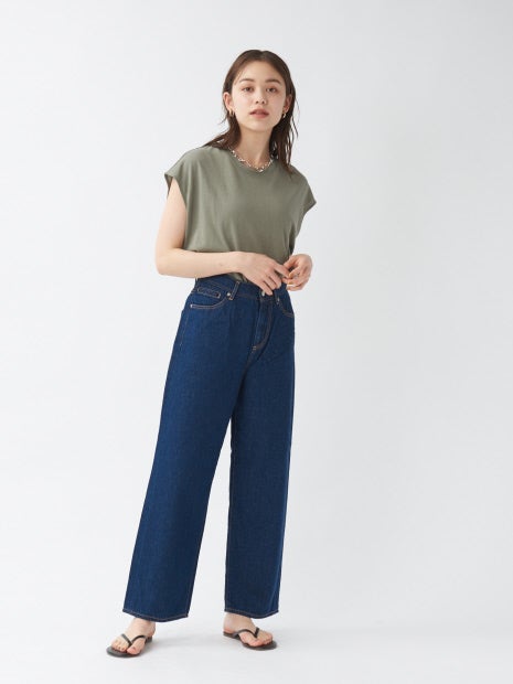 e×qualite STAFF コットンリネンワイドストレートデニム