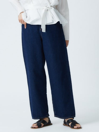 e×qualite STAFF コットンリネンワイドストレートデニム