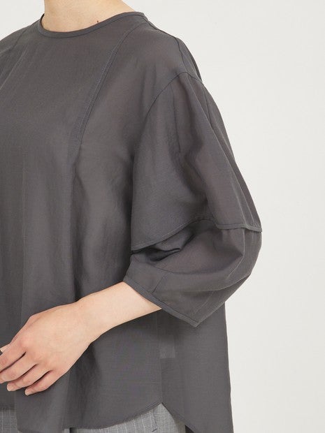 ボリュームスリーブシアーブラウス