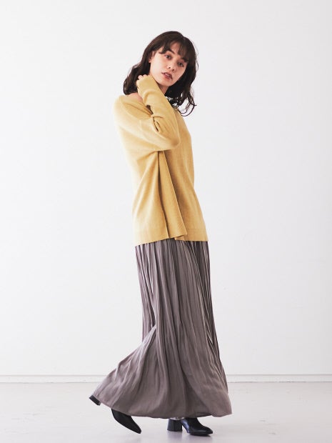 ecru 天竺×片畦ニットプルオーバー