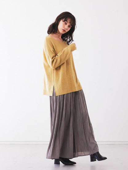 ecru 天竺×片畦ニットプルオーバー